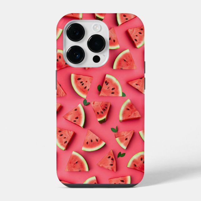 Cute Watermelon Fruit Pattern Pink iPhone Case (Verso)