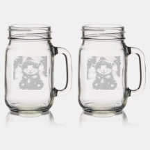 Cute winter time mouse Etched Glassware