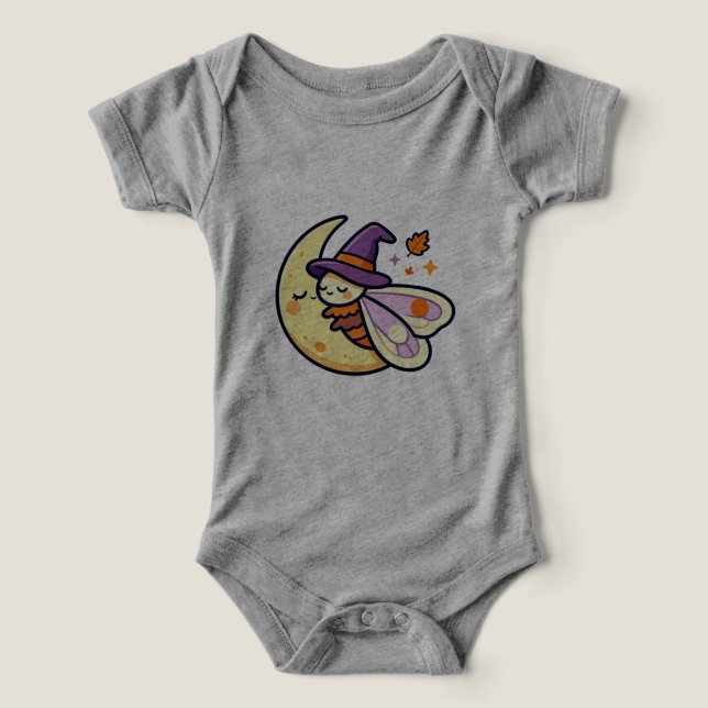 Cute Witch Moth na Lua Crescente Sonolenta (Design frontal)