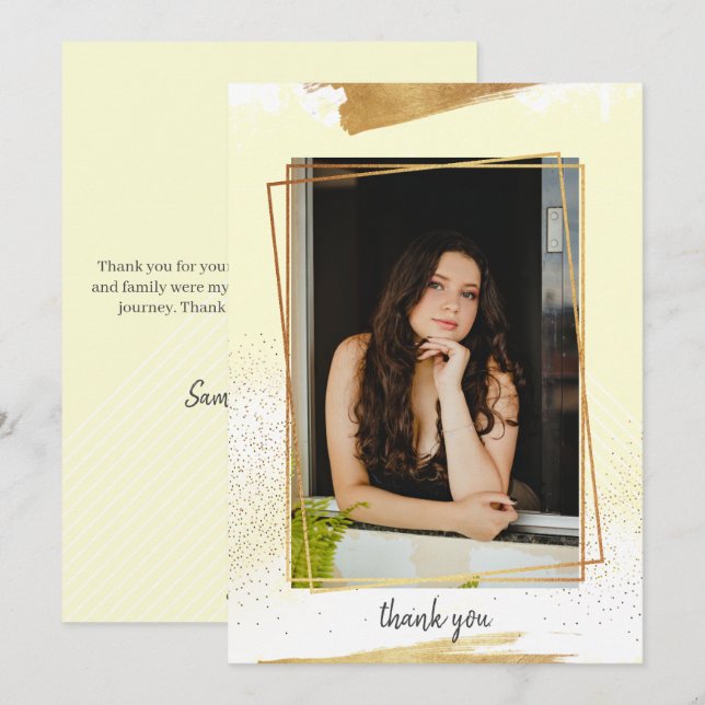 Cute Yello e Cartões de agradecimentos de Graduaçã (Frente/Verso)