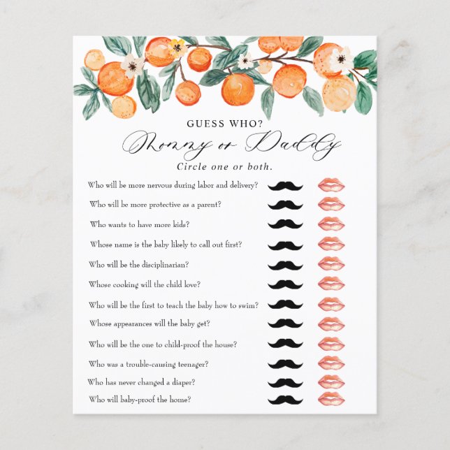 Cutie | Jogo Chá de fraldas | PAI MAMÃE (Frente)