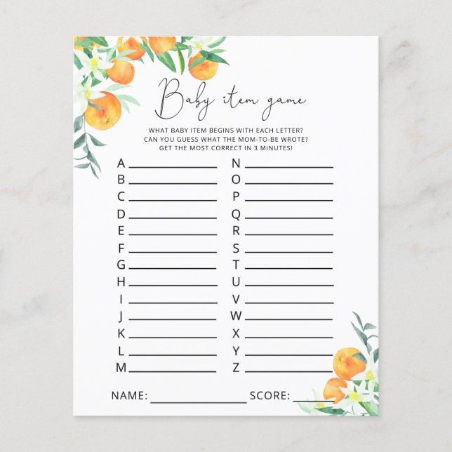 Cutie Jogo de Item de Bebê. Jogo do chá de fraldas (Frente)