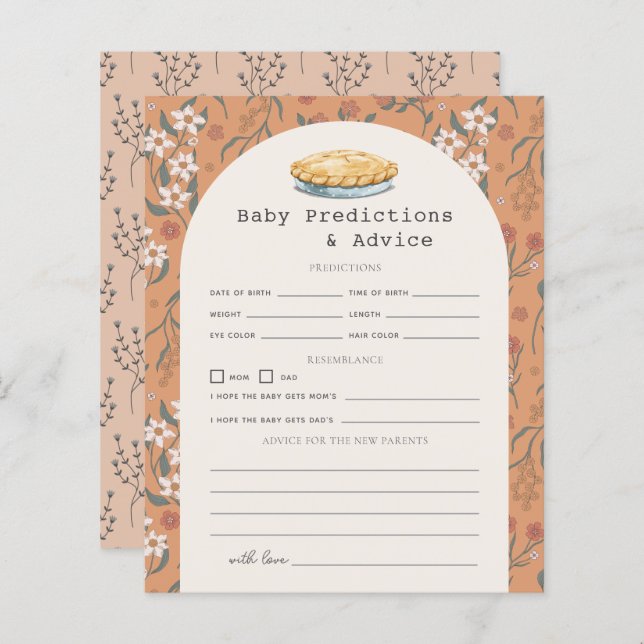 Cutie Pie Orange Floral Baby Predictions & Advice (Frente/Verso)