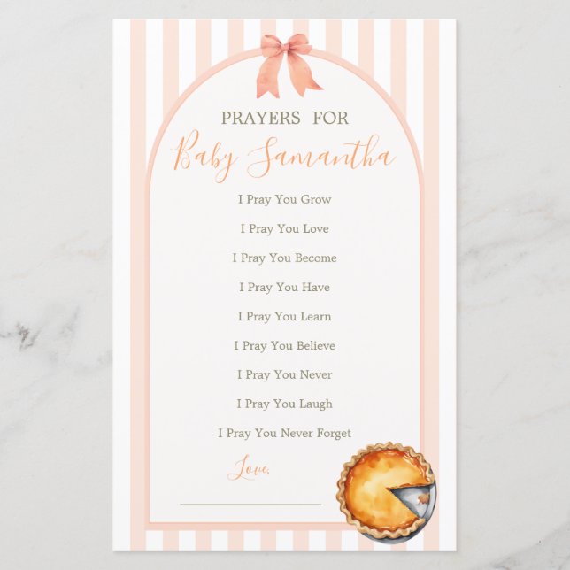 Cutie Pie Orange Gingham Chá Prayers for Baby (Frente)