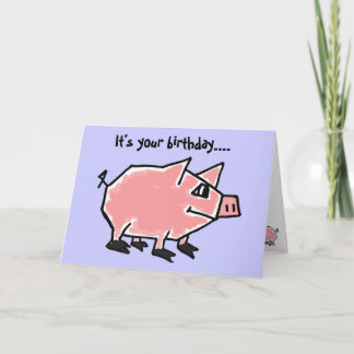 CW- Cartão de aniversário de porco engraçado