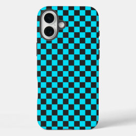 Cyan and charcoal checkerboard pattern