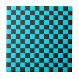 Cyan and charcoal checkerboard pattern