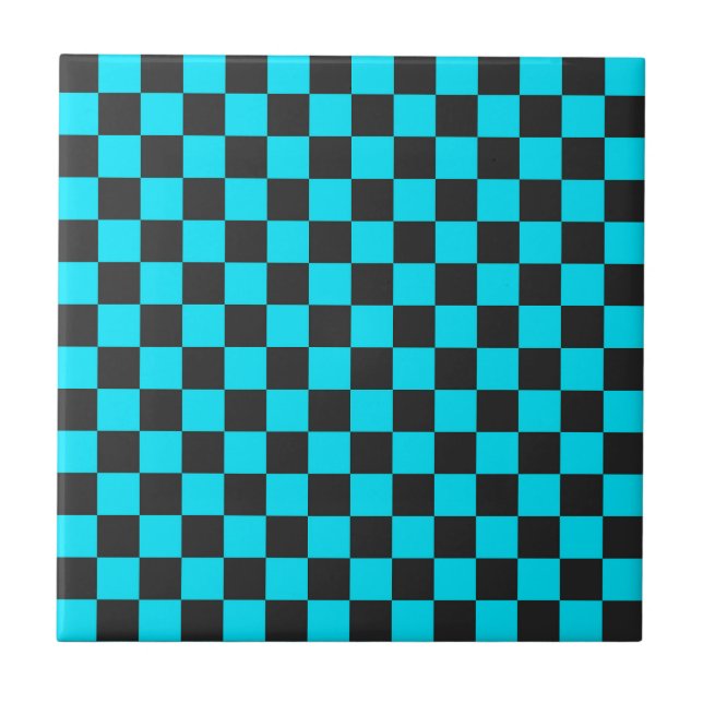 Cyan and charcoal checkerboard pattern (Frente)