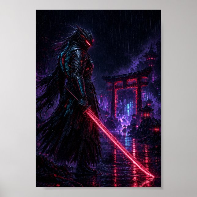 Cyber Armored Samurai Poster (Frente)
