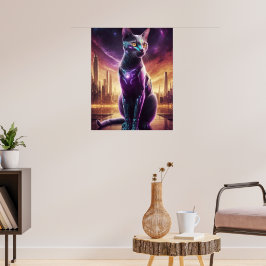 Cyber Cat Poster - Muro Felino Físico Físico-Físic