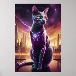 Cyber Cat Poster - Muro Felino Físico Físico-Físic
