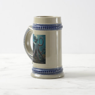 Cyber Octopus Blue caneca de cerveja 2
