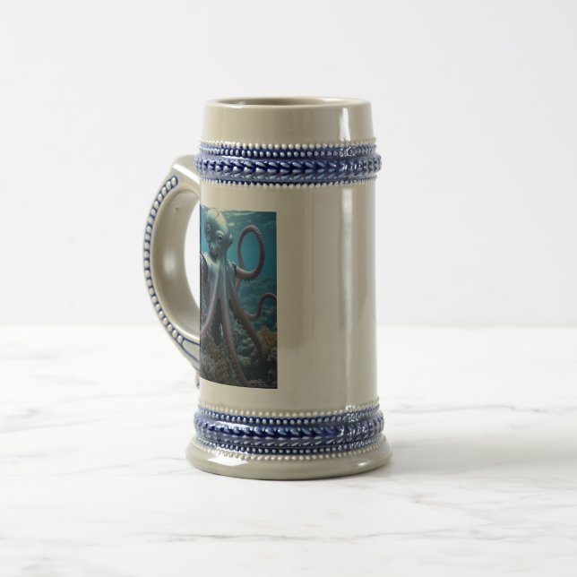Cyber Octopus Blue caneca de cerveja 2 (Frente Esquerda)