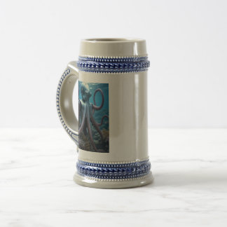 Cyber Octopus Blue caneca de cerveja 2