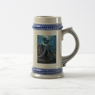 Cyber Octopus caneca de cerveja azul à esquerda