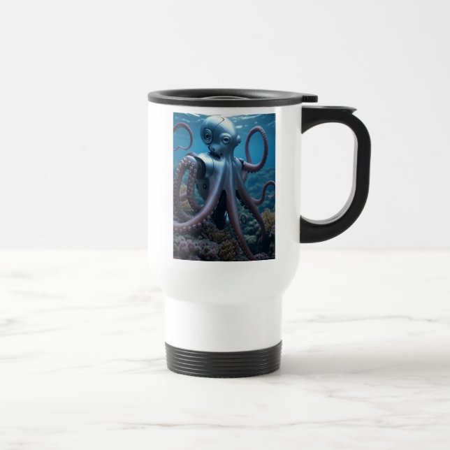 Cyber Octopus caneca de viagem branca esquerda (Direita)
