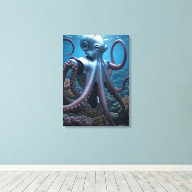 Cyber Octopus canvas print (Insitu(piso de madeira))