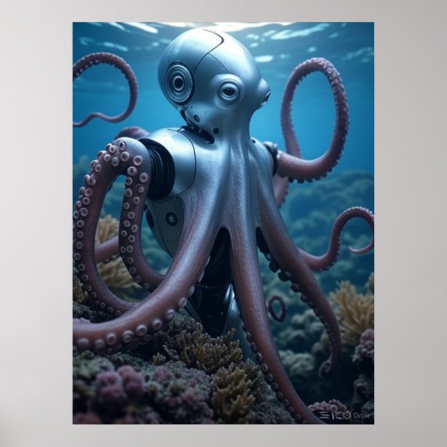 Cyber Octopus matte poster (Frente)