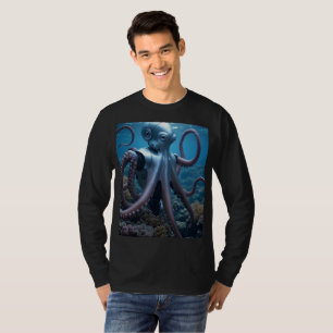 Cyber Octopus men camiseta preta de manga comprida