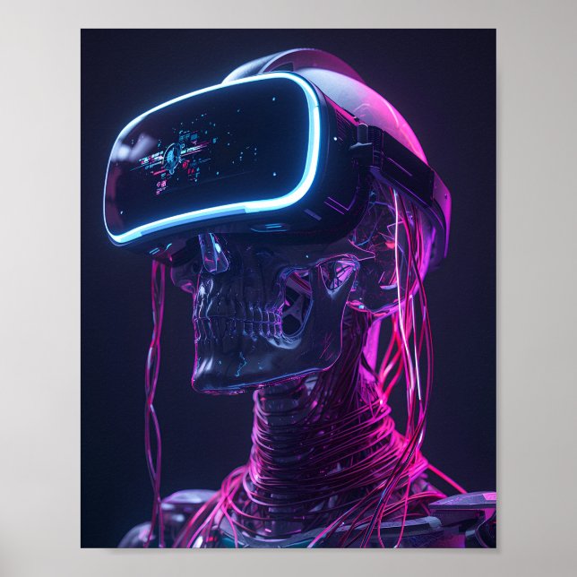 Cyber Skull VR — Futuristic Gaming Poster (Frente)