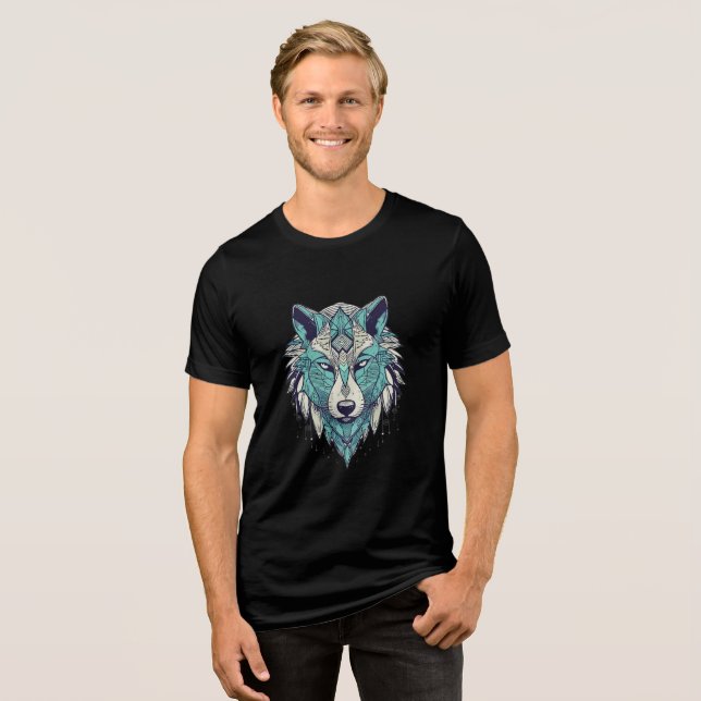 Cyber Tribal Blue Wolf Head (Frente Completa)