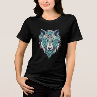 Cyber Tribal Blue Wolf Head