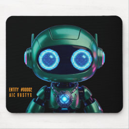 Cyberpunk AI Robot Mouse Pad #00002 | AIC Rustyx