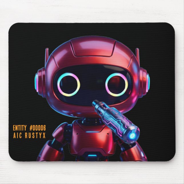 Cyberpunk AI Robot Mouse Pad #00006 | AIC Rustyx (Frente)