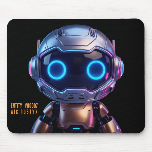 Cyberpunk AI Robot Mouse Pad #00007 | AIC Rustyx (Frente)
