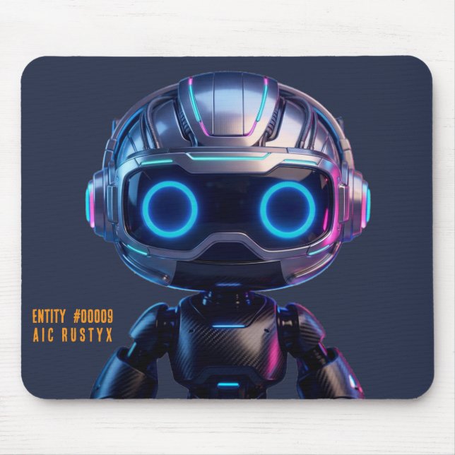 Cyberpunk AI Robot Mouse Pad #00009 | AIC Rustyx (Frente)