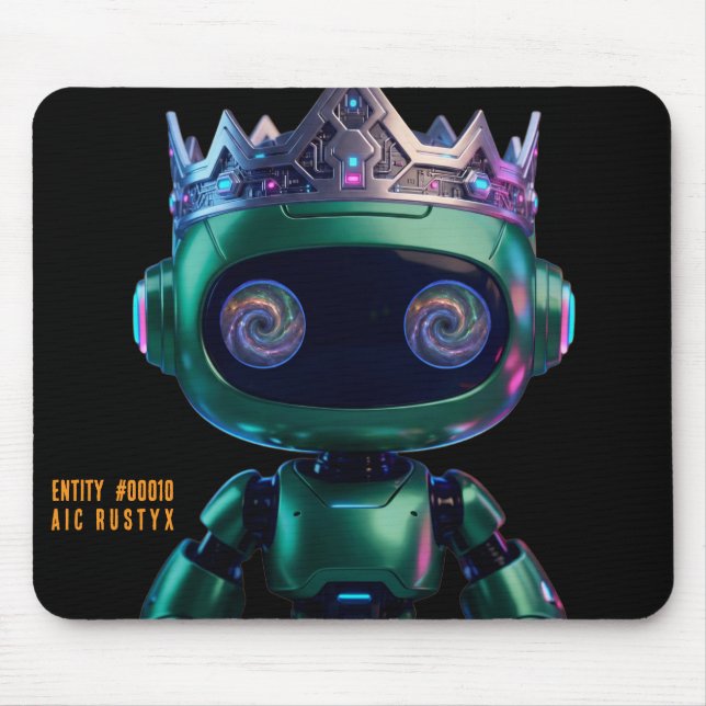 Cyberpunk AI Robot Mouse Pad #00010 | AIC Rustyx (Frente)