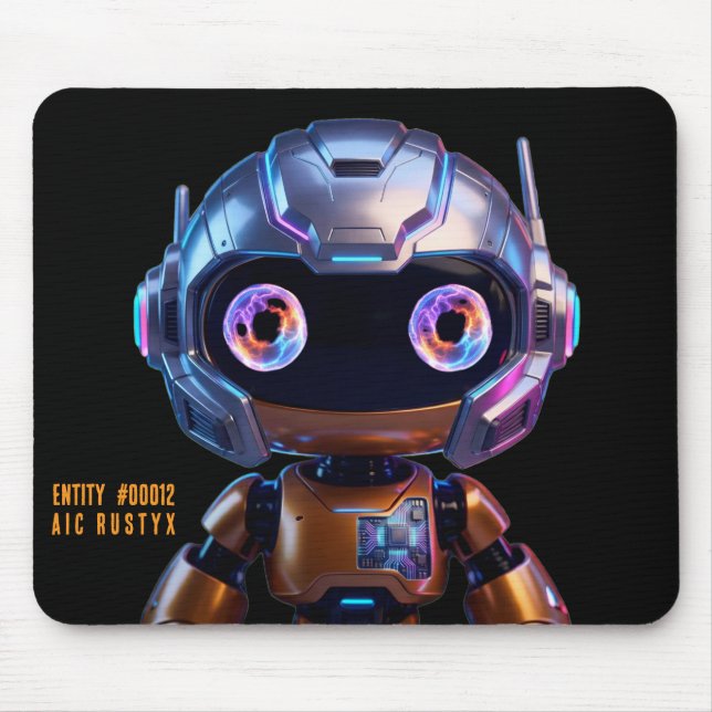Cyberpunk AI Robot Mouse Pad #00012 | AIC Rustyx (Frente)