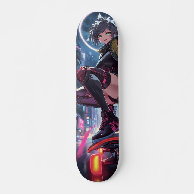 Cyberpunk Anime Girl Skateboard Deck Japan (Frente)
