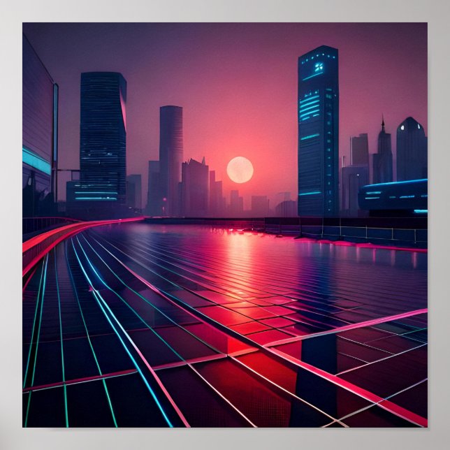 cyberpunk da cidade em poster de campo (Frente)