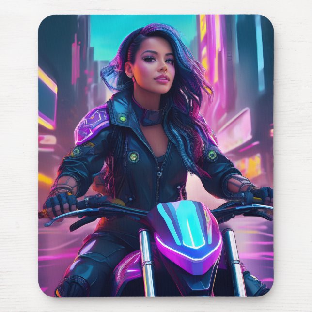 Cyberpunk Themed Girl Mousepad (Frente)