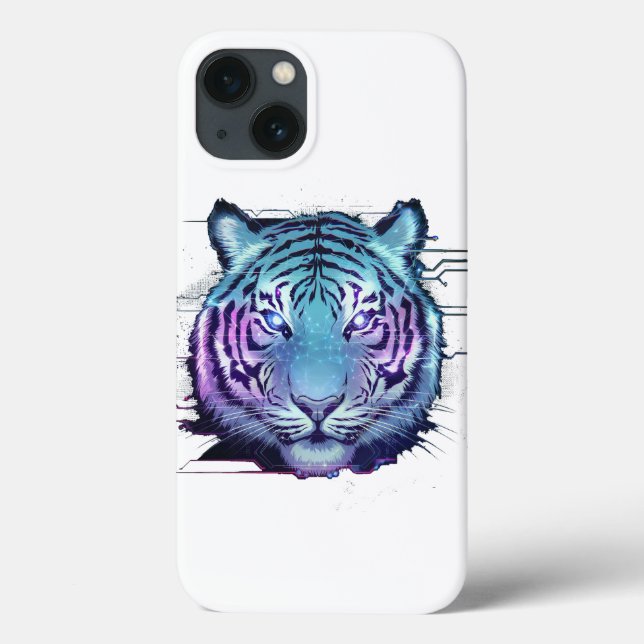 Cyberpunk Tiger capas de iphone - Neon Circuit Ani (Verso)