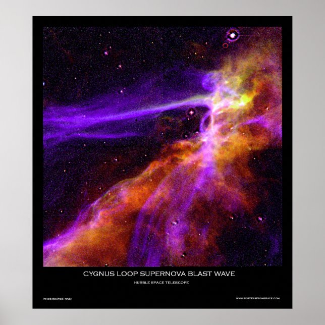 Cygnus Loop Supernova Blast Wave Poster do Espaço (Frente)