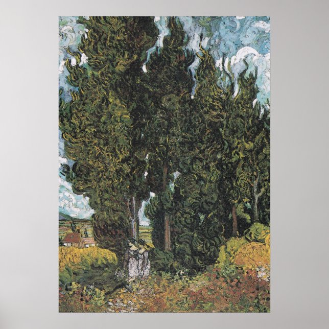 Cypress Trees por Van Gogh Poster (Frente)
