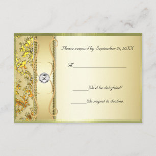 D1 Dourado na placa RSVP Dourada do Damask