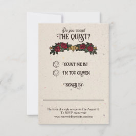 D20 Rosas Monograma RPG Casamento RSVP