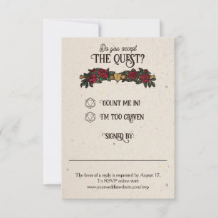 D20 Rosas Monograma RPG Casamento RSVP