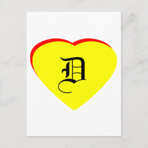 "D" Casamento Vermelho Amarelo Coração Convite O M