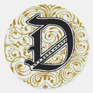 ` D do monograma' no ouro - etiqueta