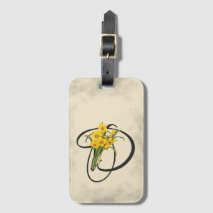 D Inicial, Daffodils De Vintage Tag De Bagagem