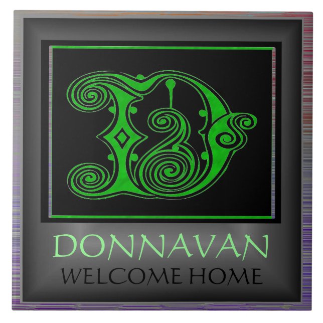 D Monograma com Nome e Azulejo "Início de Boas-vin (Frente)