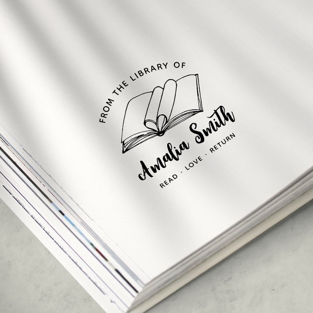 Da Biblioteca De | Carimbo de Livro de Corações (Criador carregado)
