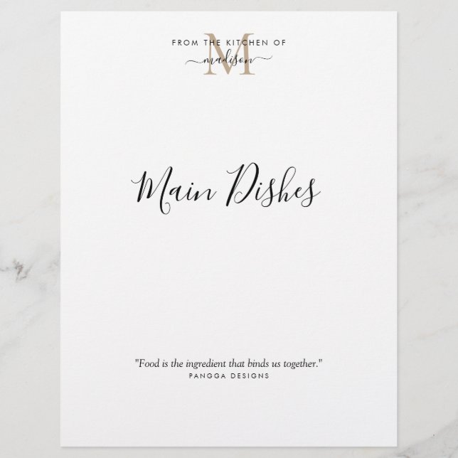 Da Cozinha do Divisor de Receitas do Monograma Dou (Frente)