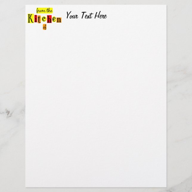 Da Cozinha do Letterhead Personalizado Retro (Frente)
