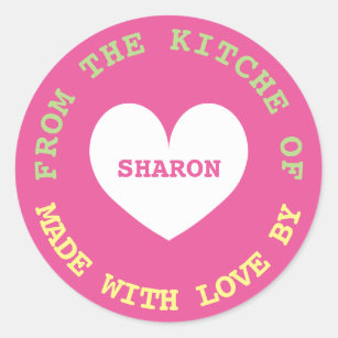 Da cozinha Made com etiquetas redondas do amor