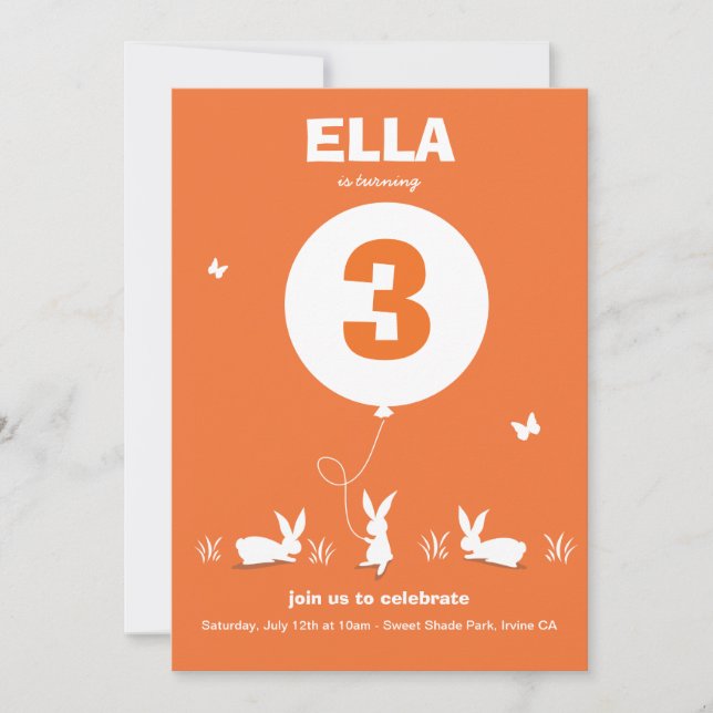 Da Lucy: BUNNY BALLOON - Convite de festa de anive (Frente)